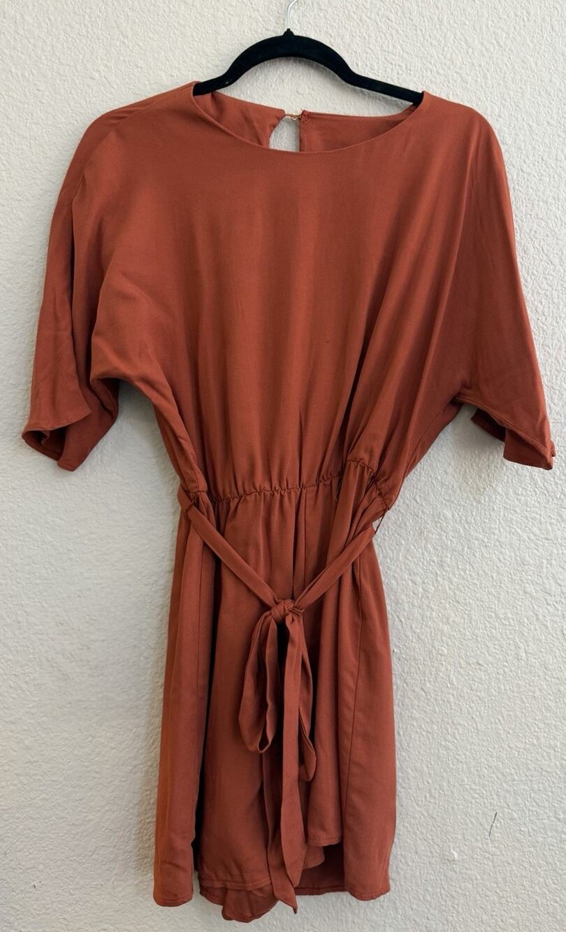 ASOS Burnt Orange Short Sleeve Romper with Tie Waist - New with Tags Sz 4